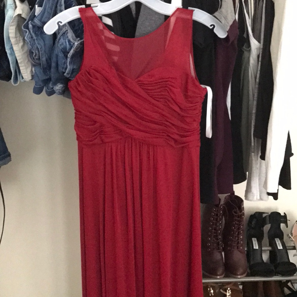 candy apple red bridesmaid dress